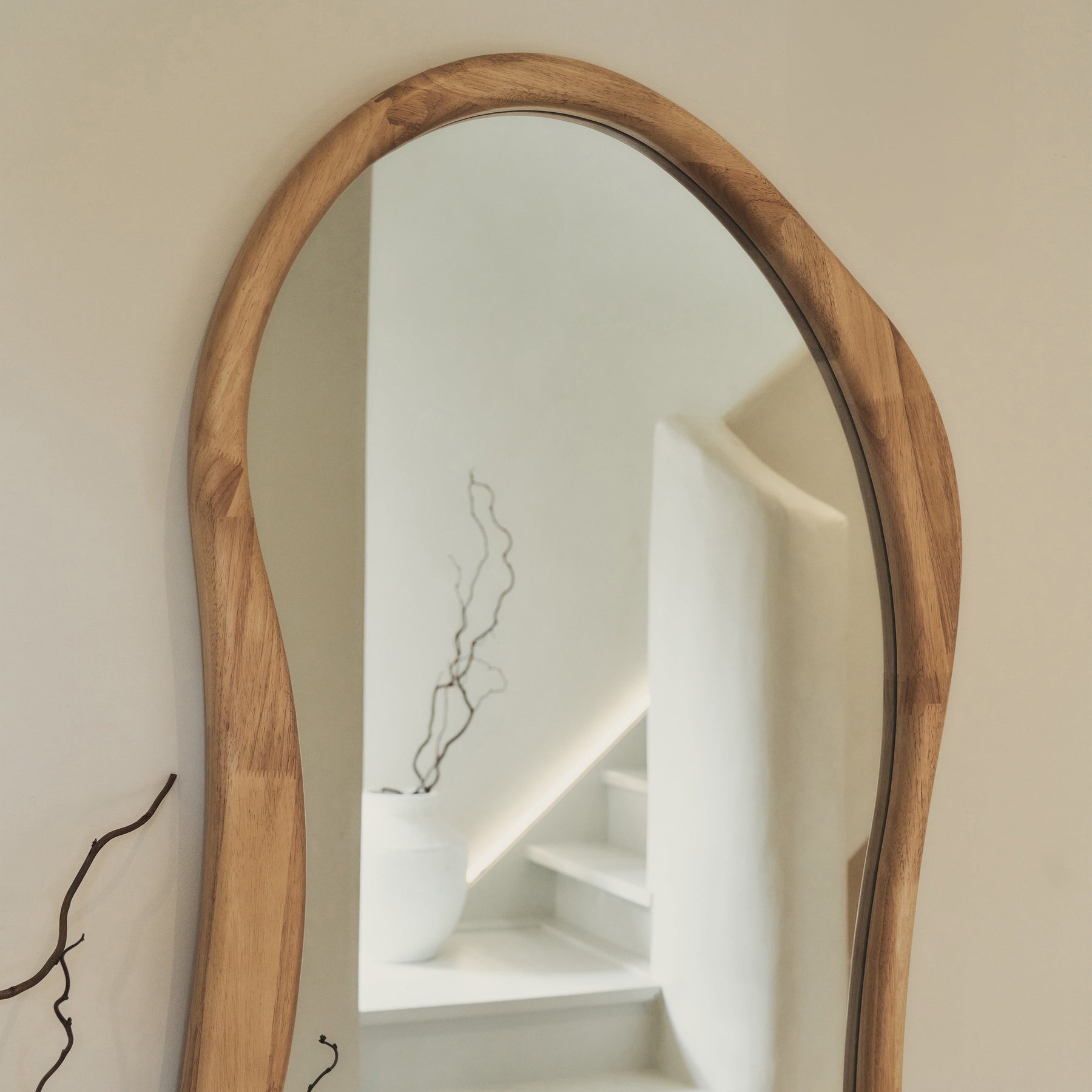 Arcurva - Full Length Light Wood Irregular Mirror 172cm x 72cm