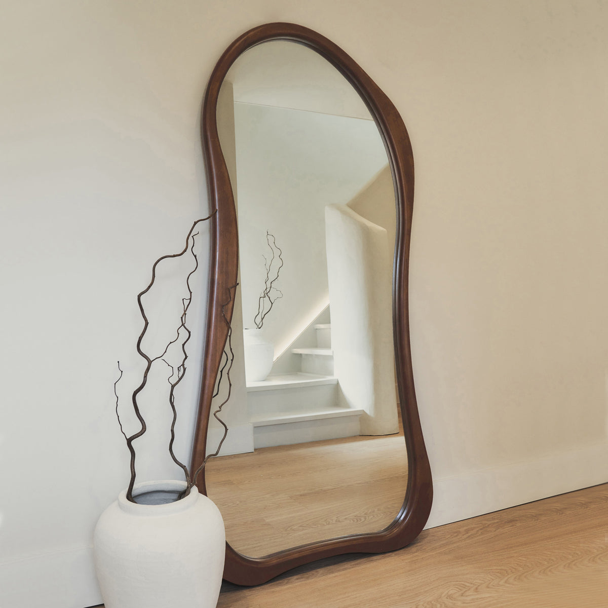 Arcurva - Full Length Dark Wood Irregular Mirror 172cm x 72cm