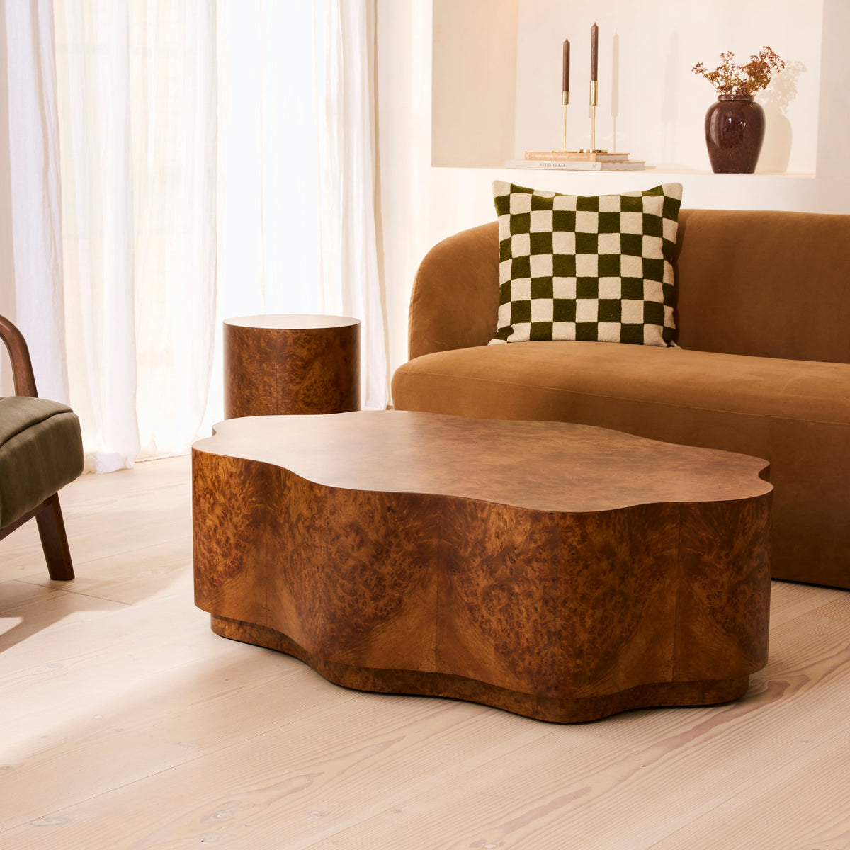 Oriana - Gold Burl Wavy Oval Premium Coffee Table