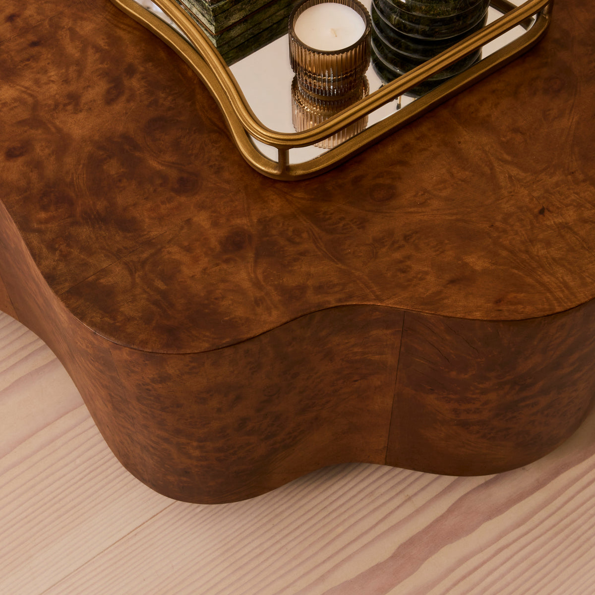 Oriana - Gold Burl Wavy Oval Premium Coffee Table