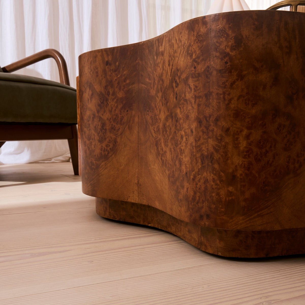 Oriana - Gold Burl Wavy Oval Premium Coffee Table