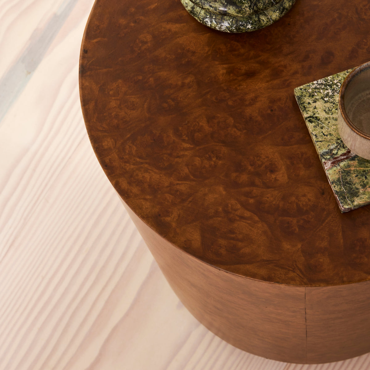 Arbour - Gold Burl Wood Premium Round Side Table