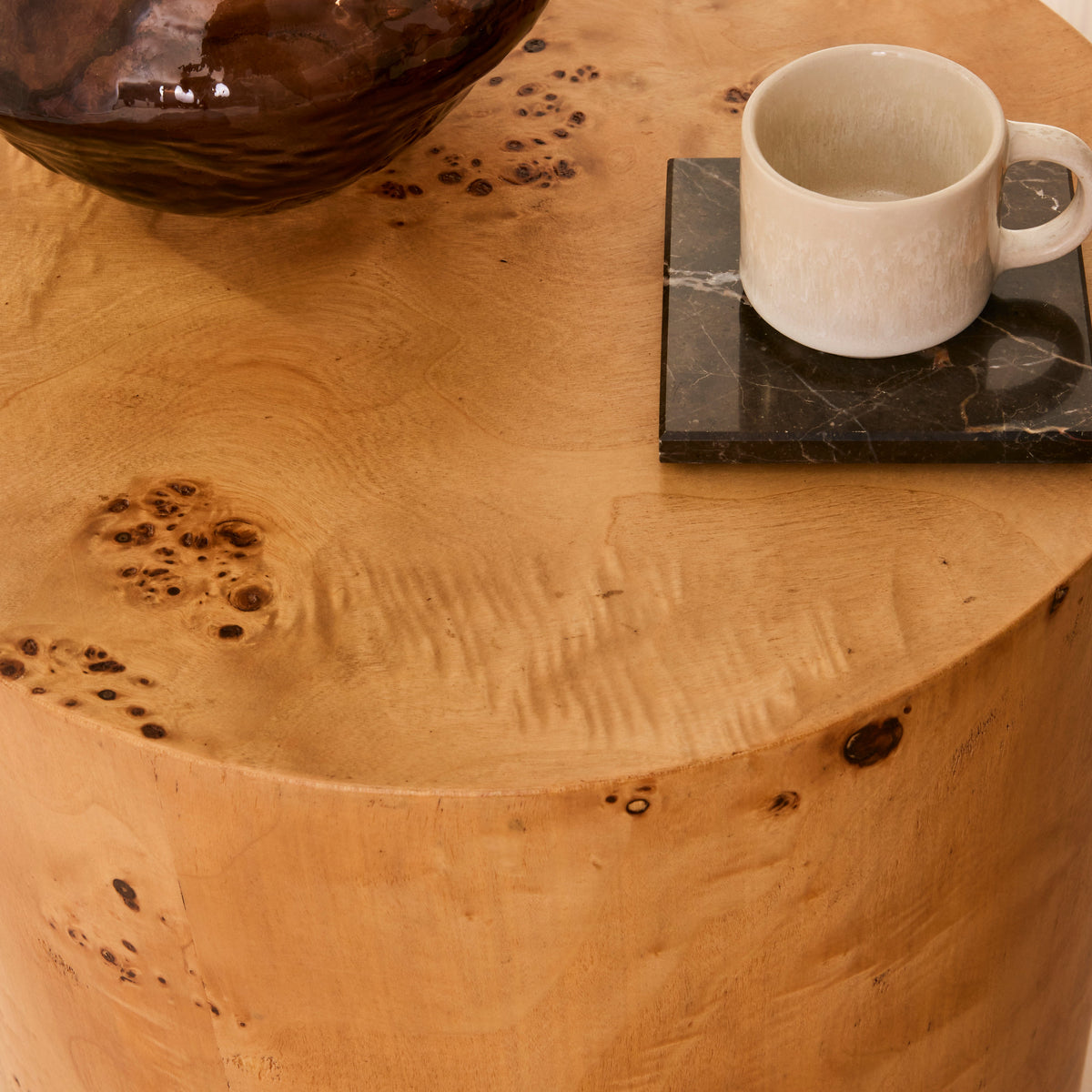 Arbour - Natural Burl Wood Premium Round Side Table