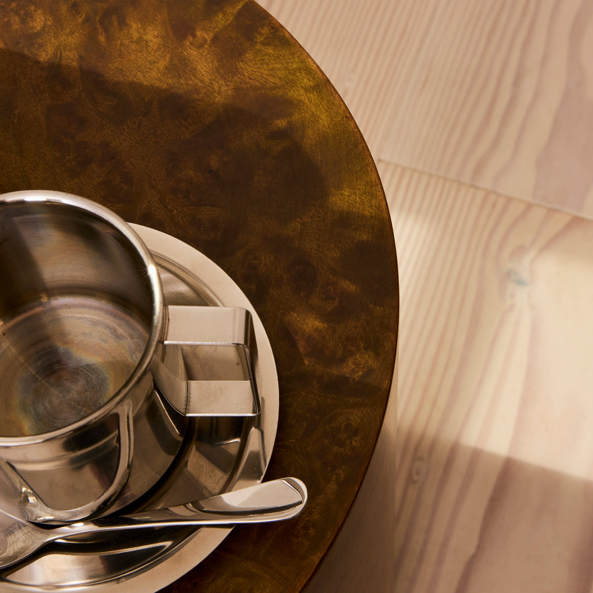 Arbour - Green Burl Wood Premium Round Side Table