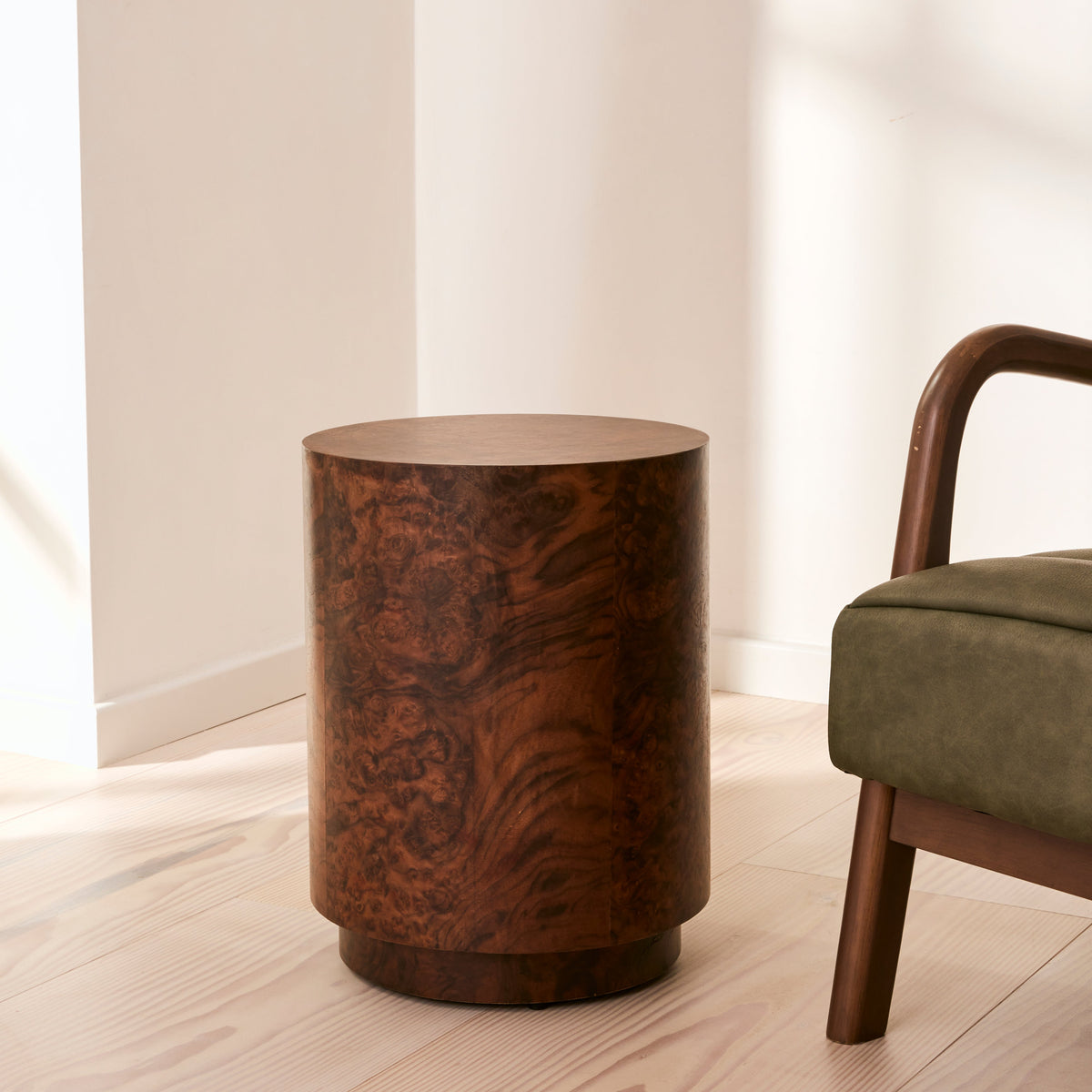 Arbour - Dark Burl Wood Premium Round Side Table