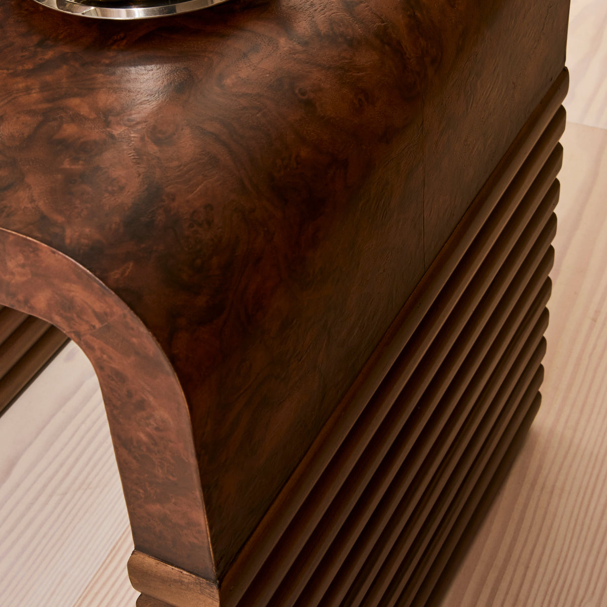 Eliana - Dark Burl Curved Dark Wood Premium Side Table