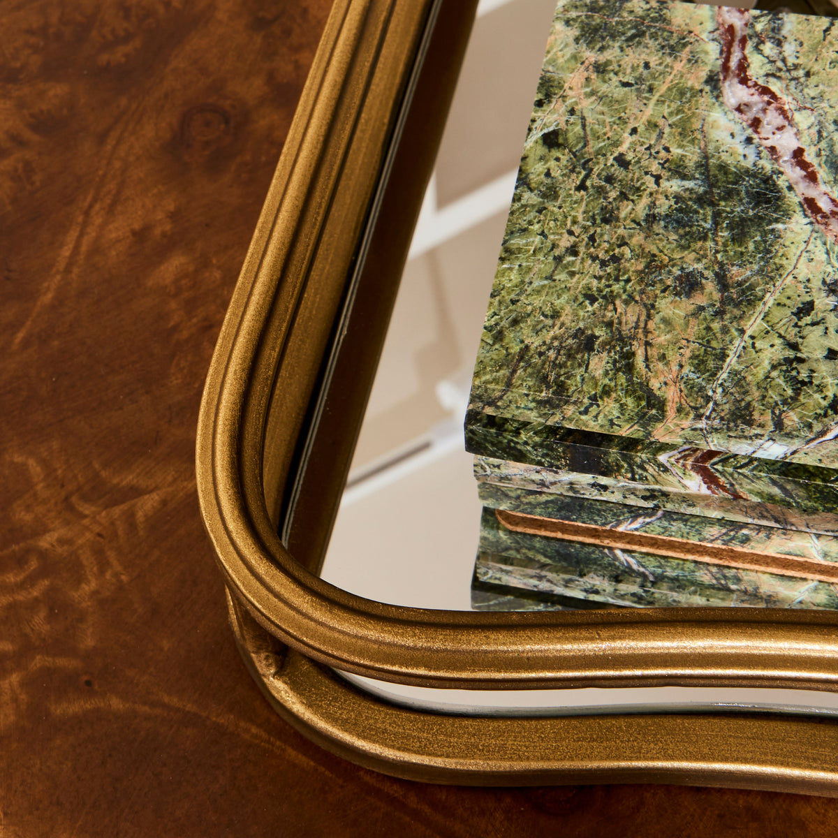 Louis - Gold Curved Square Mirrored Decorative Tray
