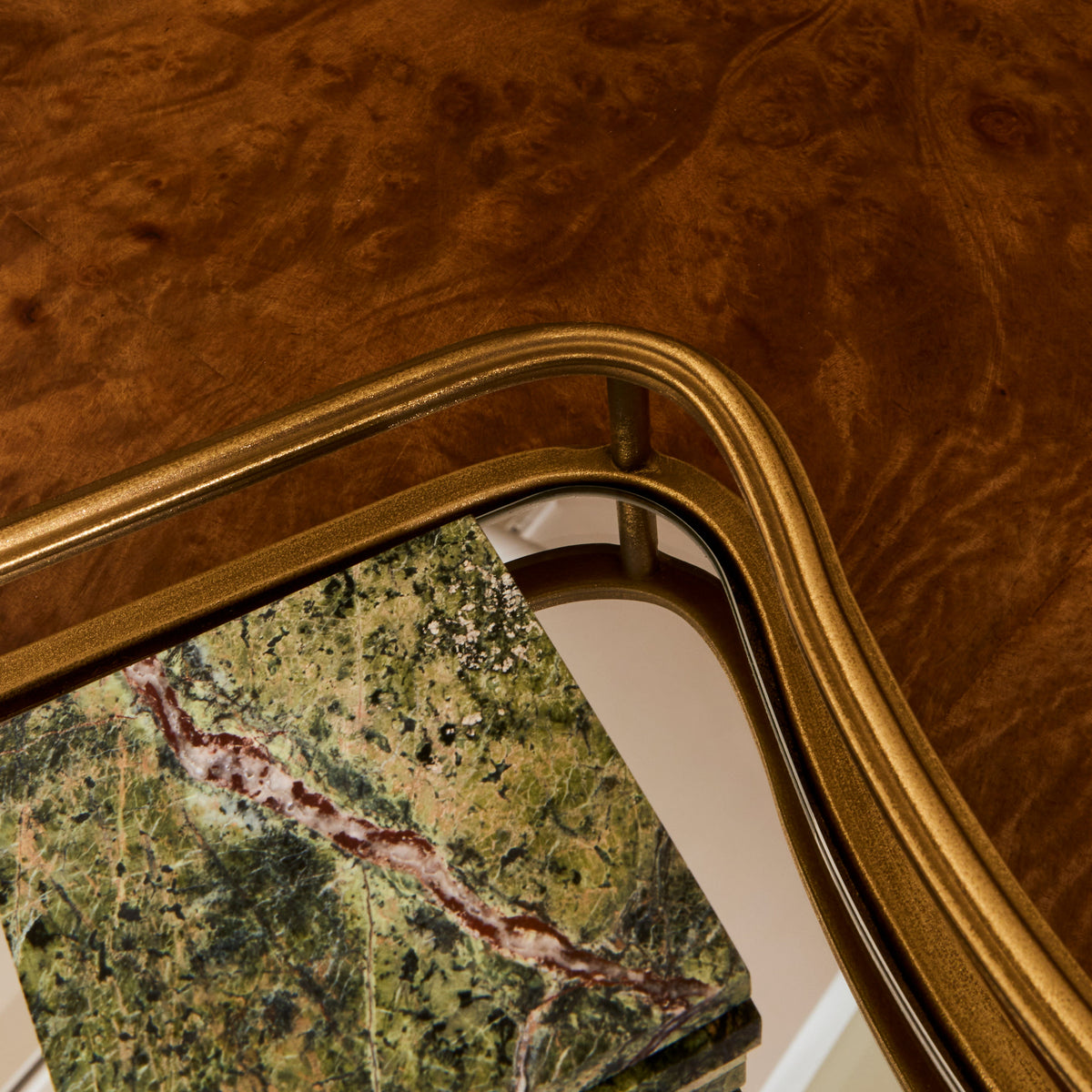 Louis - Gold Curved Rectangle Mirrored Decorative Tray
