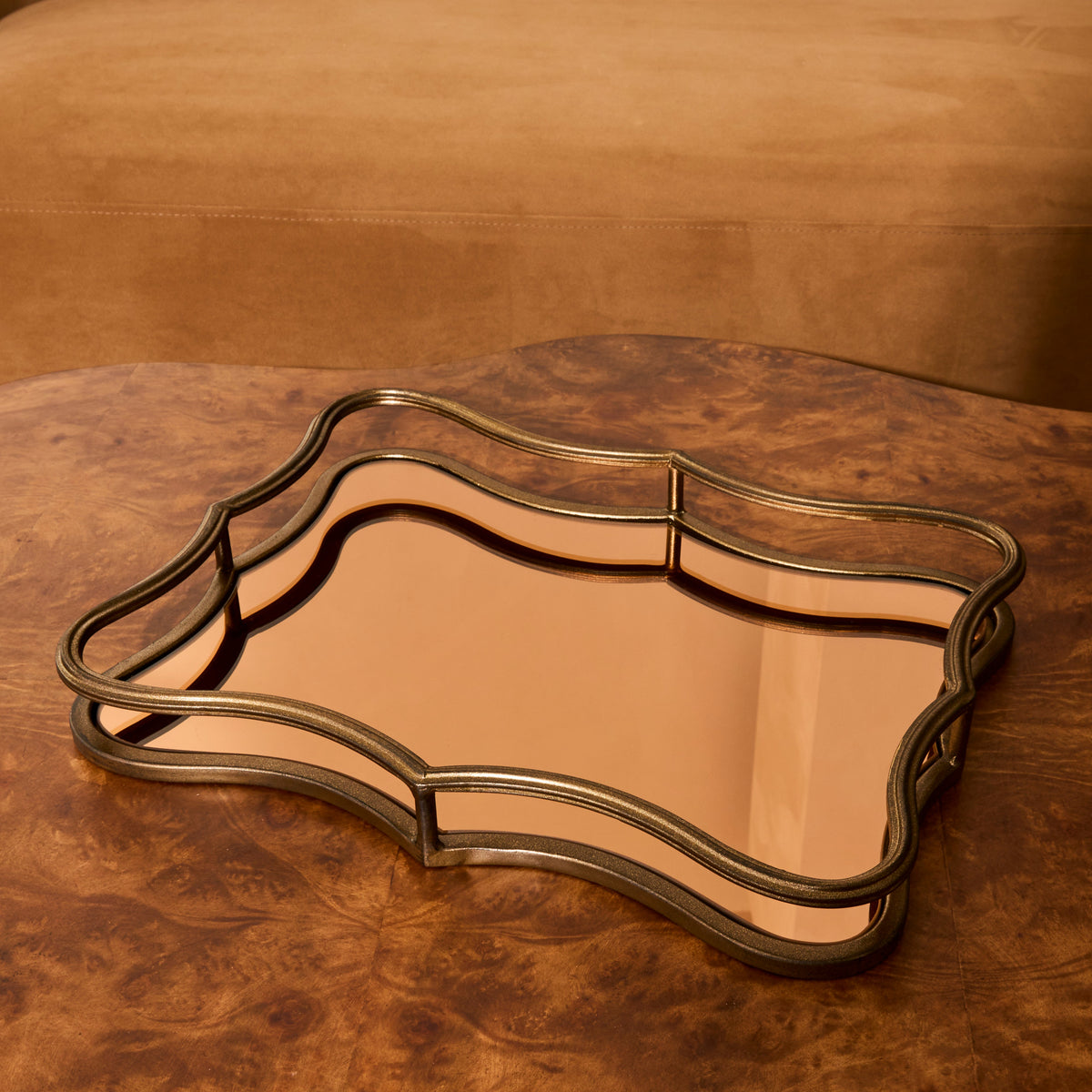 Elise - Antique Bronze Art Deco Rectangle Mirrored Decorative Tray