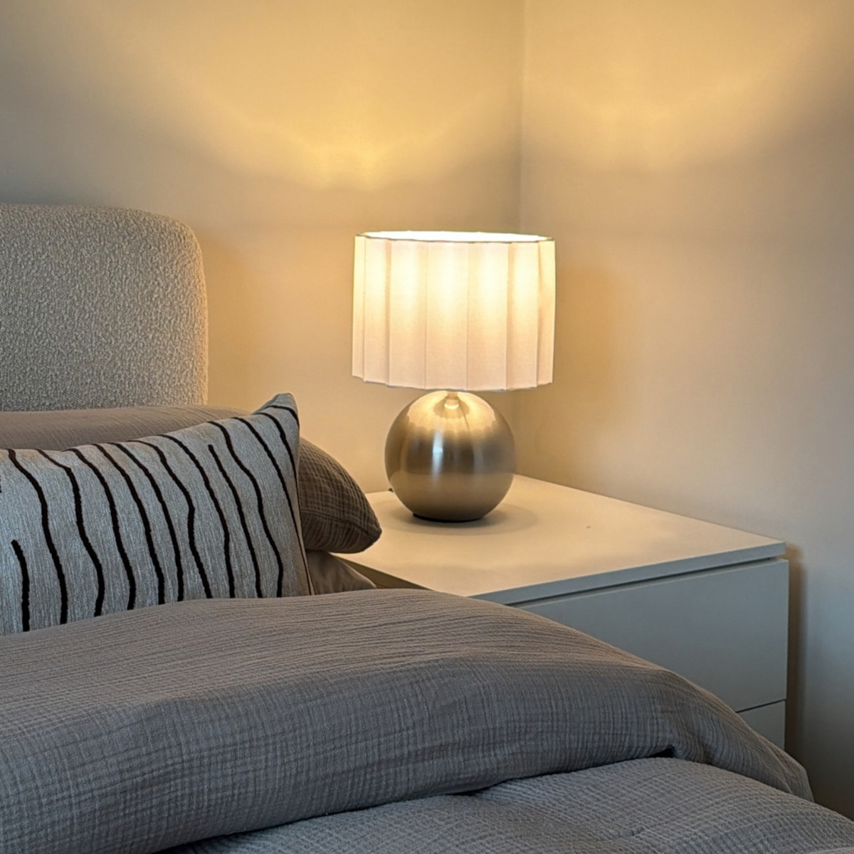 Caia - Brushed Steel Scallop Shade Table Lamp