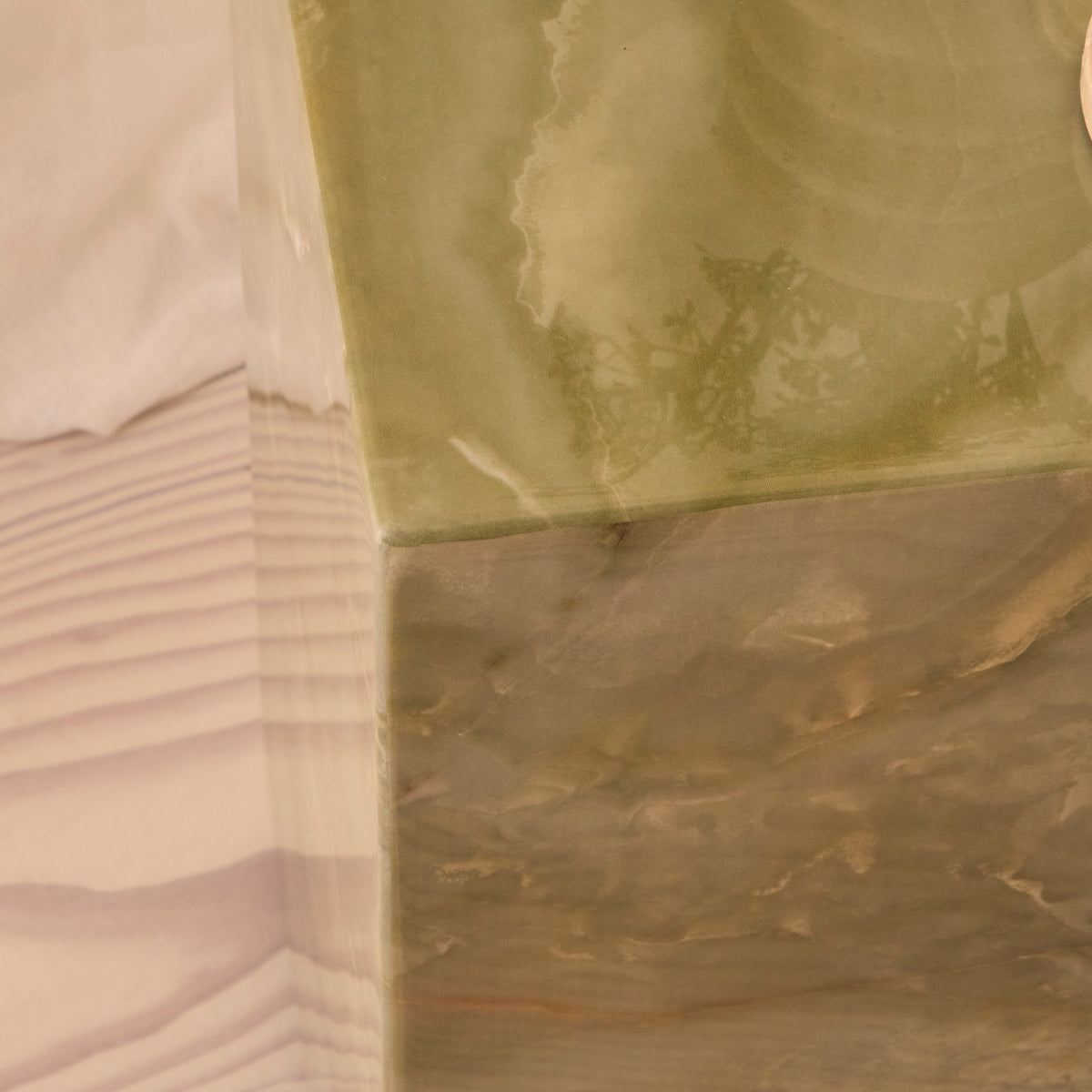 Atella - Green Onyx Rectangular Premium Solid Marble Side Table
