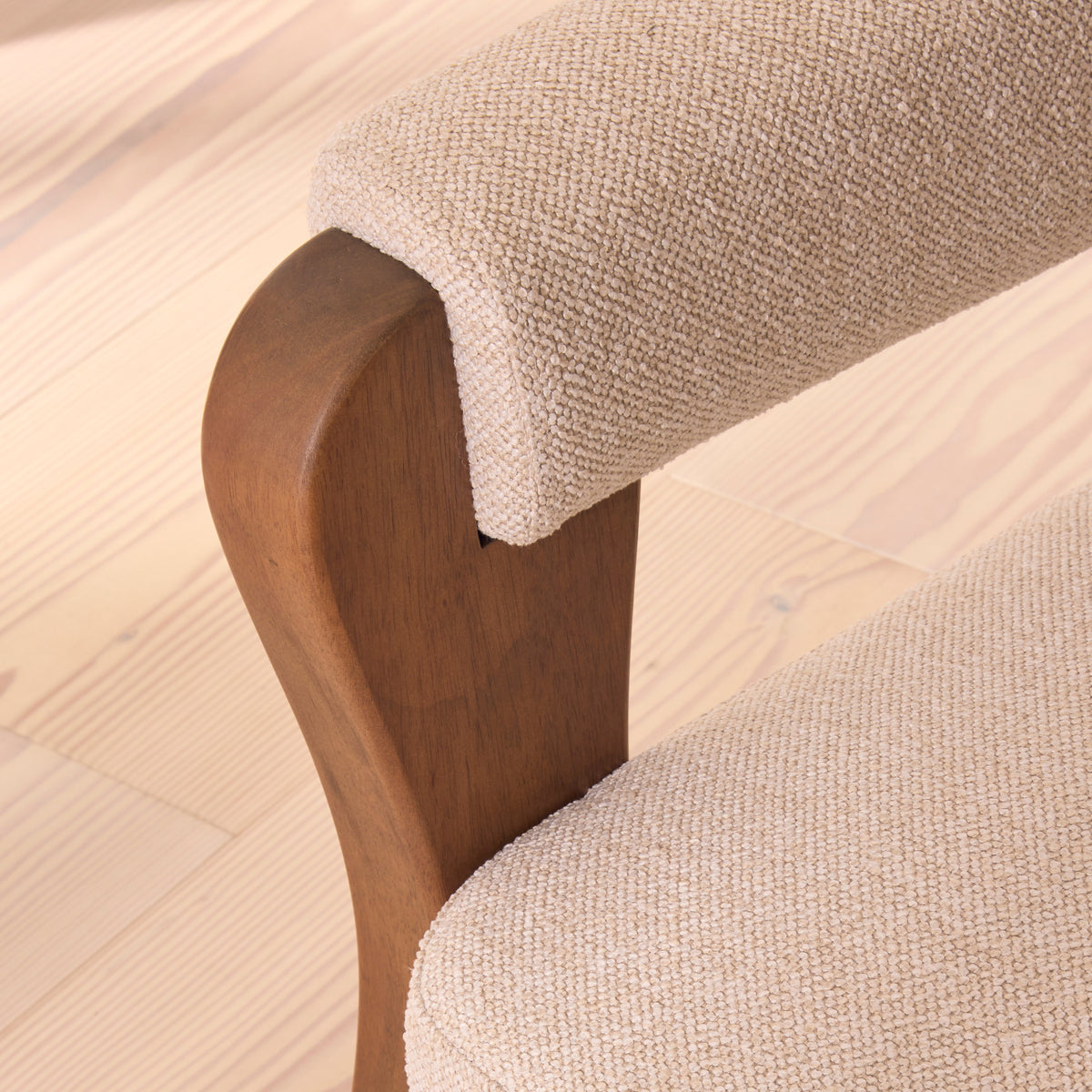 Ferne - Fabric Accent Chair Ivory & Dark Wood