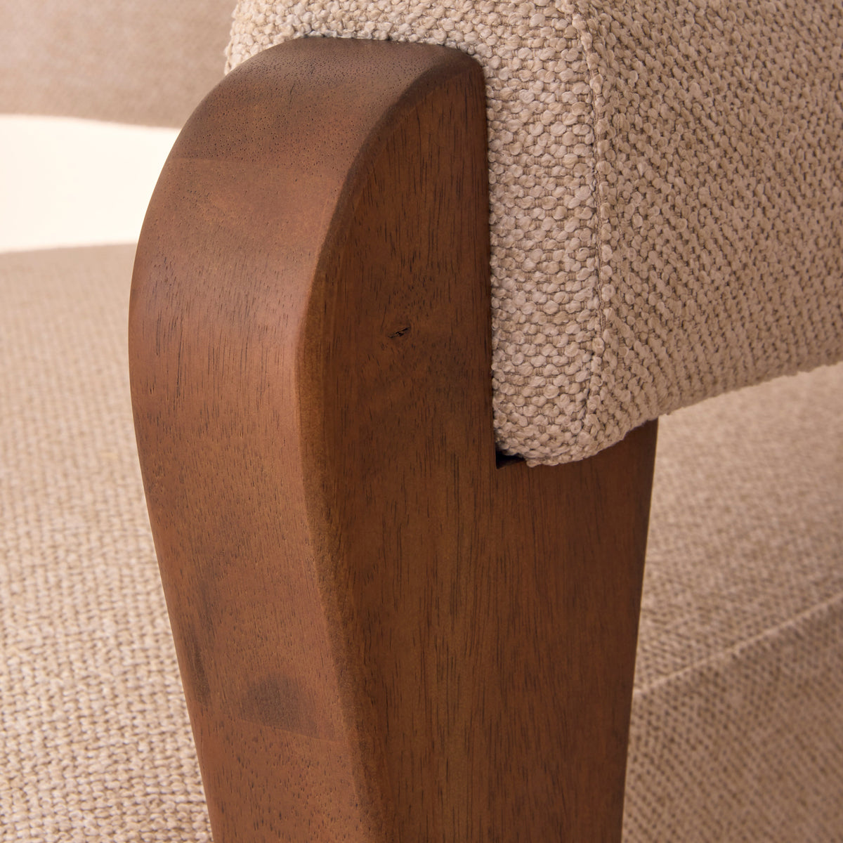 Ferne - Fabric Accent Chair Ivory & Dark Wood