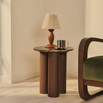 Trivium - Dark Emperador Round Dark Wood Premium Side Table