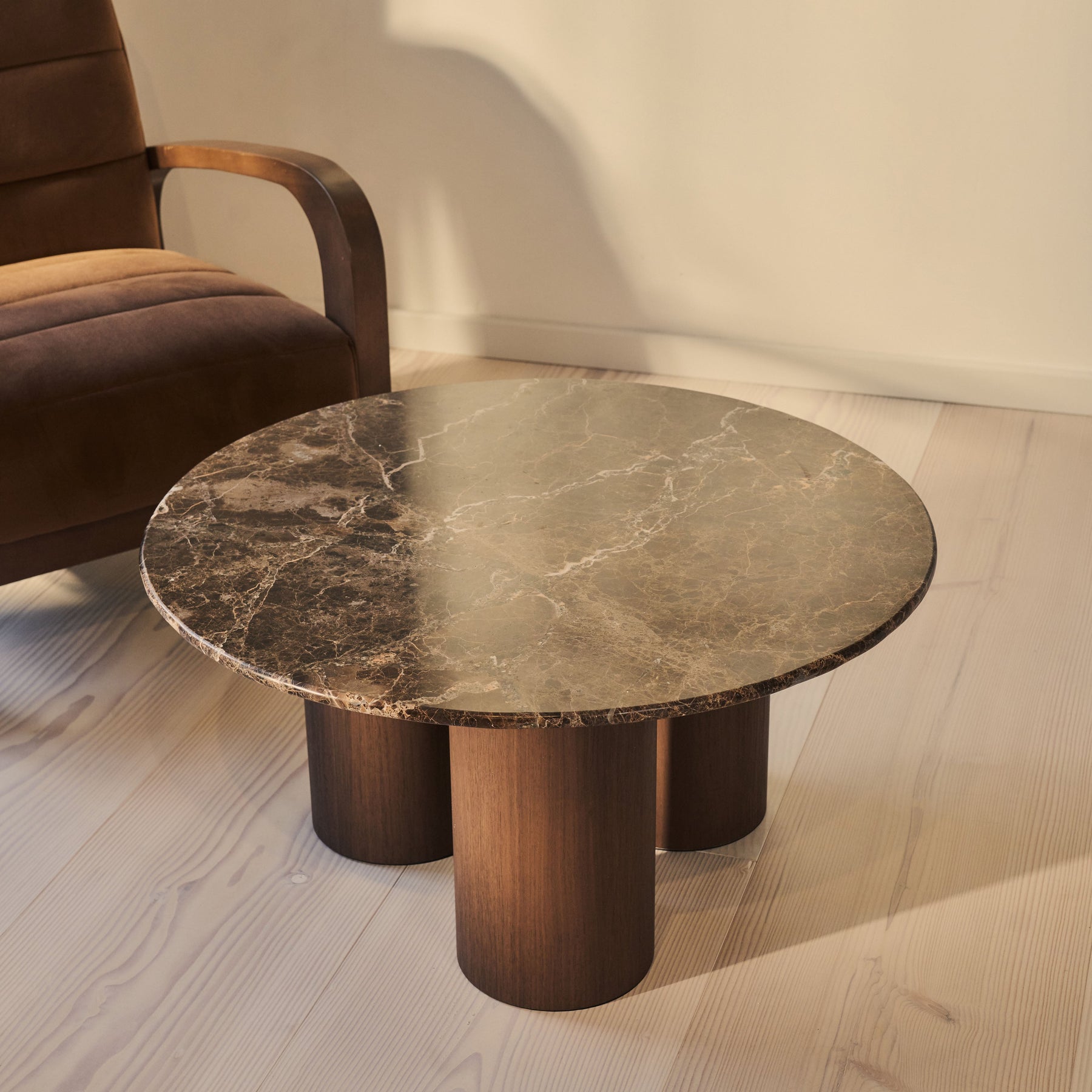 Trivium - Dark Emperador Round Dark Wood Premium Coffee Table