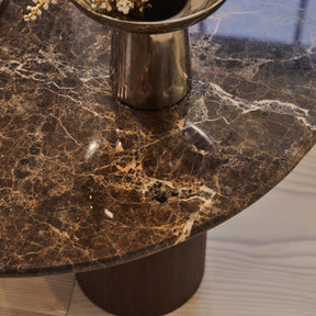 Trivium - Dark Emperador Round Dark Wood Premium Coffee Table