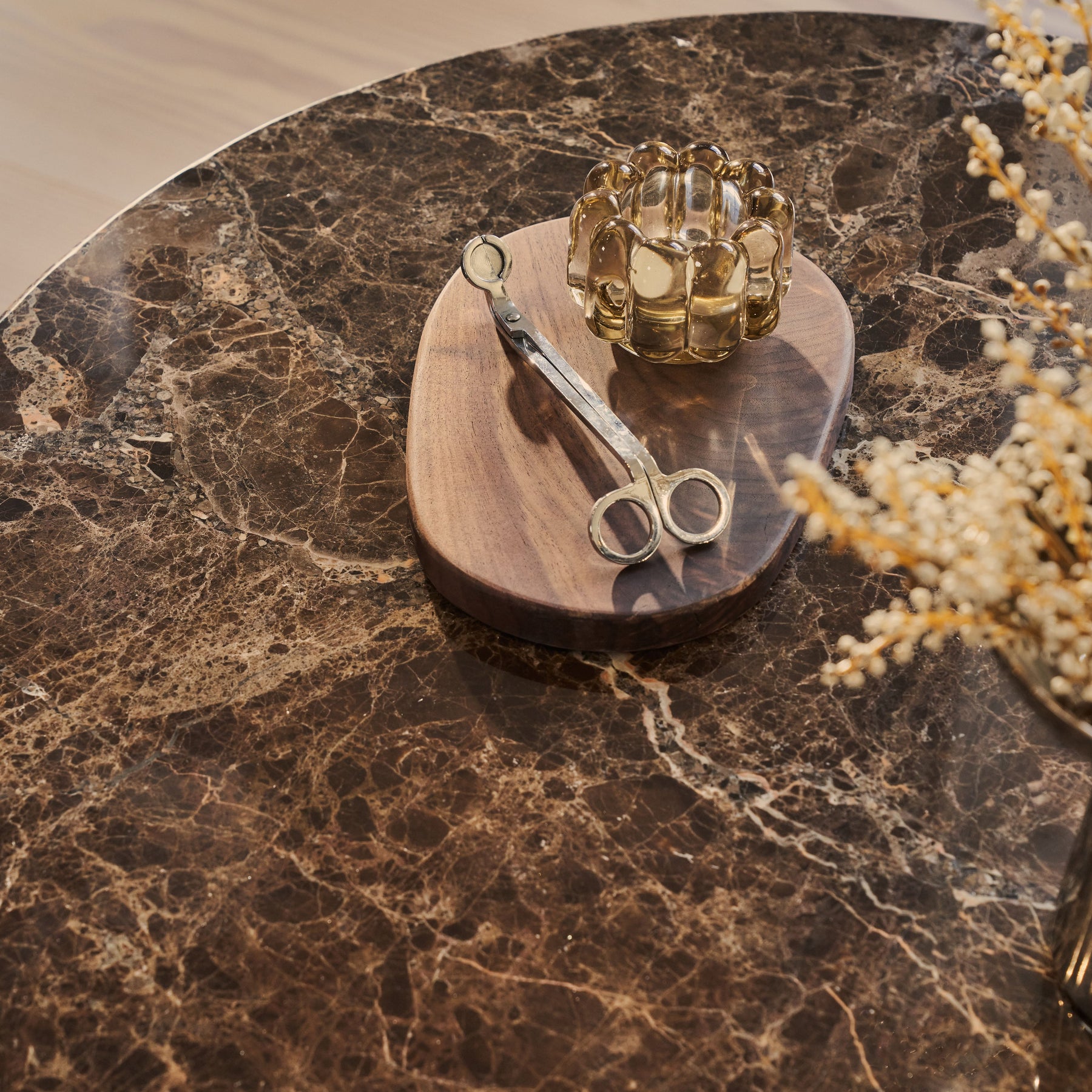 Trivium - Dark Emperador Round Dark Wood Premium Coffee Table