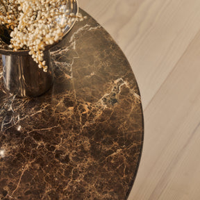 Trivium - Dark Emperador Round Dark Wood Premium Coffee Table