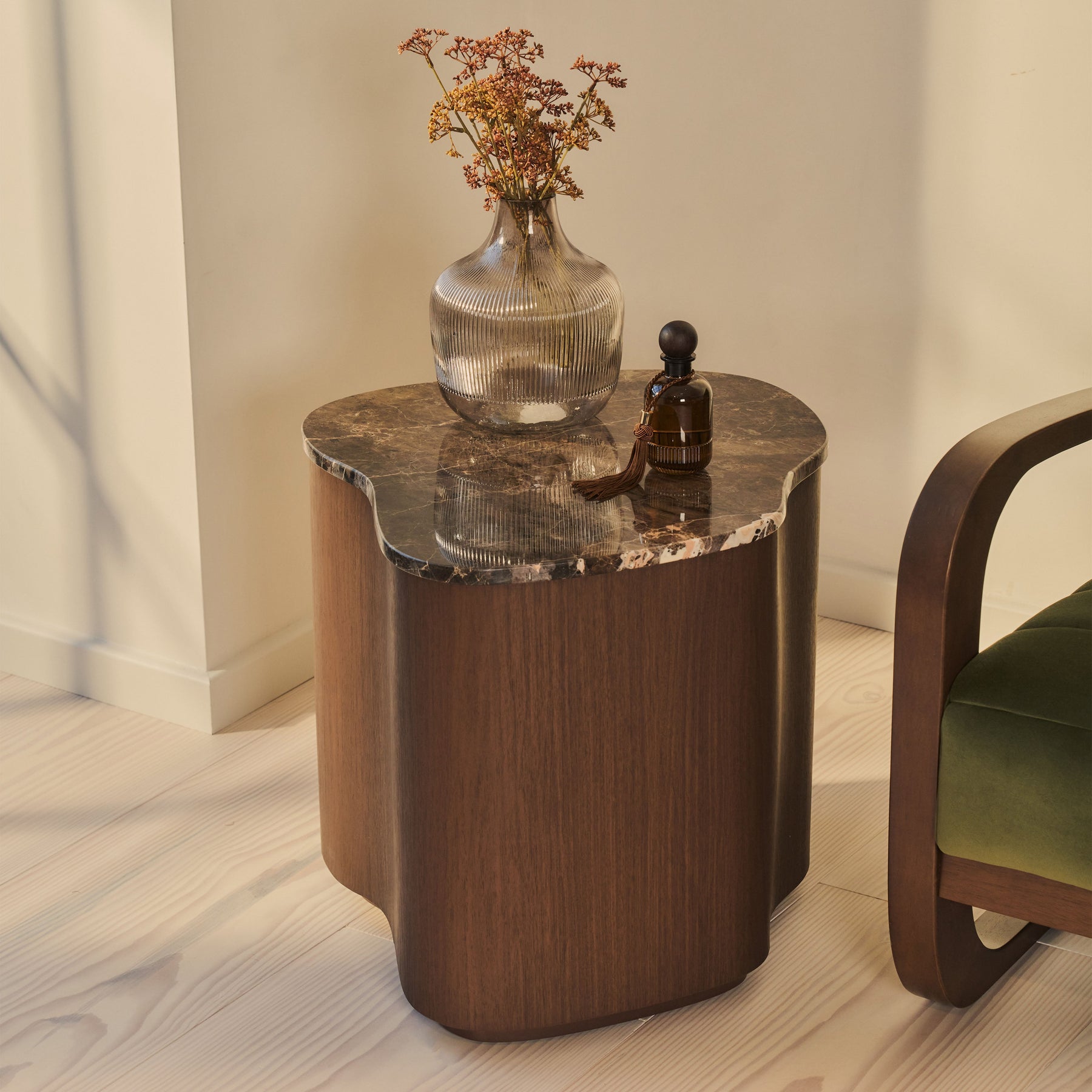 Arlo - Dark Emperador Irregular Dark Wood Premium Side Table