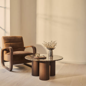 Trivium - Dark Emperador Round Dark Wood Premium Coffee Table