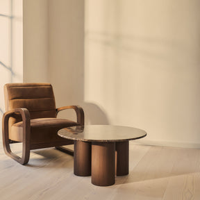 Trivium - Dark Emperador Round Dark Wood Premium Coffee Table