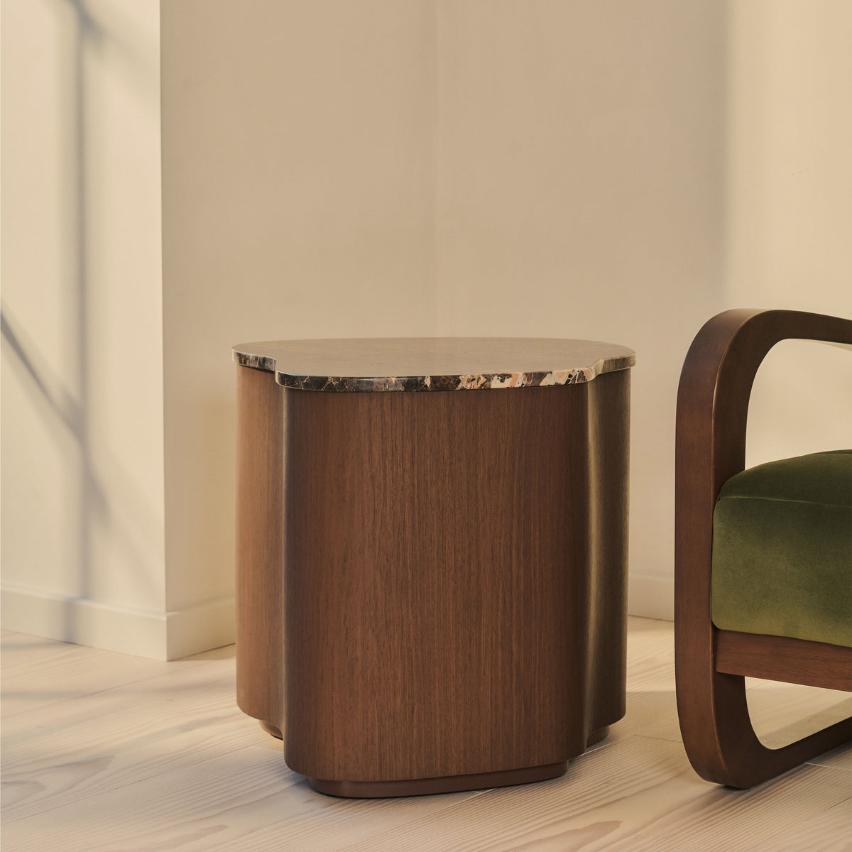 Arlo - Dark Emperador Irregular Dark Wood Premium Side Table