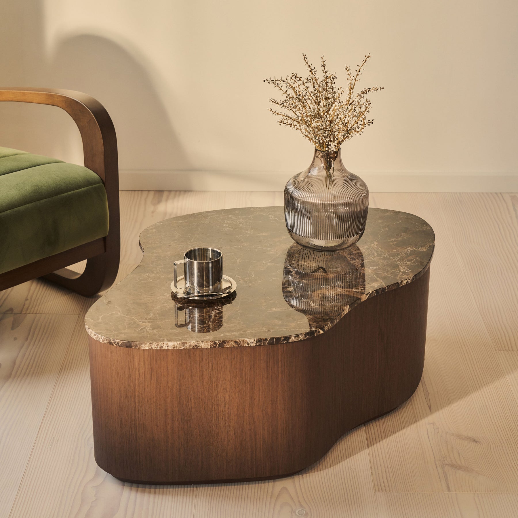 Arlo - Dark Emperador Irregular Dark Wood Premium Coffee Table