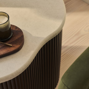 Cove - Dark Wood Ribbed Irregular Side Table