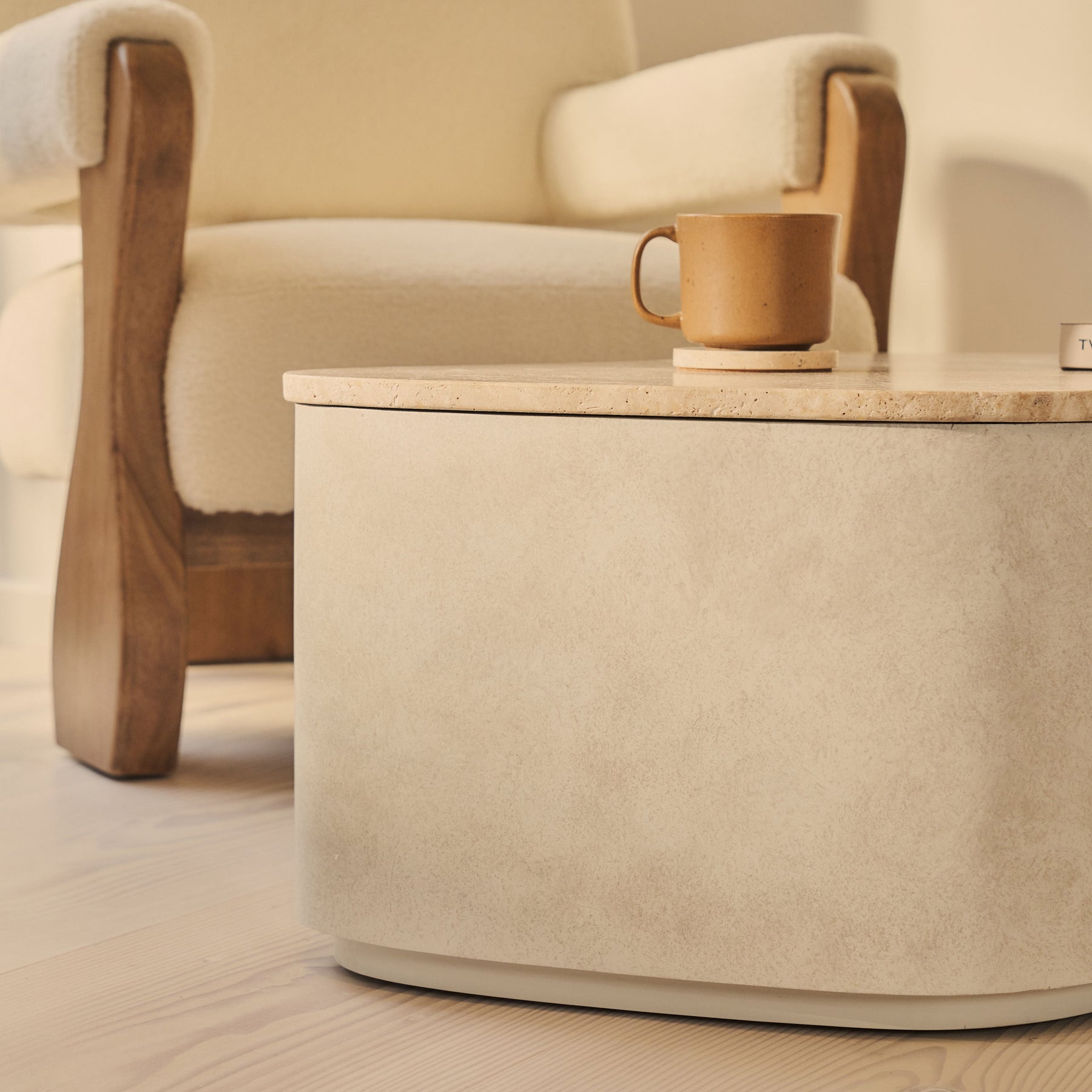 Arlo - Beige Travertine Irregular Concrete Premium Coffee Table