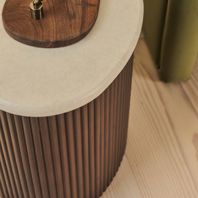 Cove - Dark Wood Ribbed Irregular Side Table