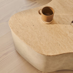 Arlo - Beige Travertine Irregular Concrete Premium Coffee Table