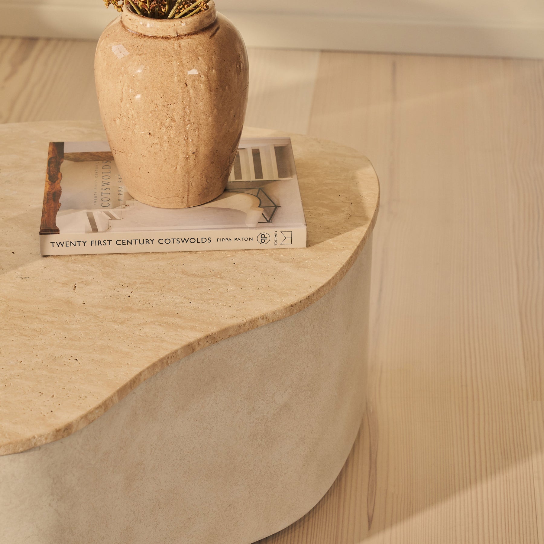 Arlo - Beige Travertine Irregular Concrete Premium Coffee Table