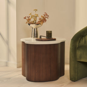 Cove - Dark Wood Ribbed Irregular Side Table