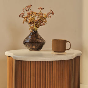 Cove - Warm Wood Ribbed Irregular Side Table