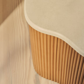 Cove - Warm Wood Ribbed Irregular Side Table