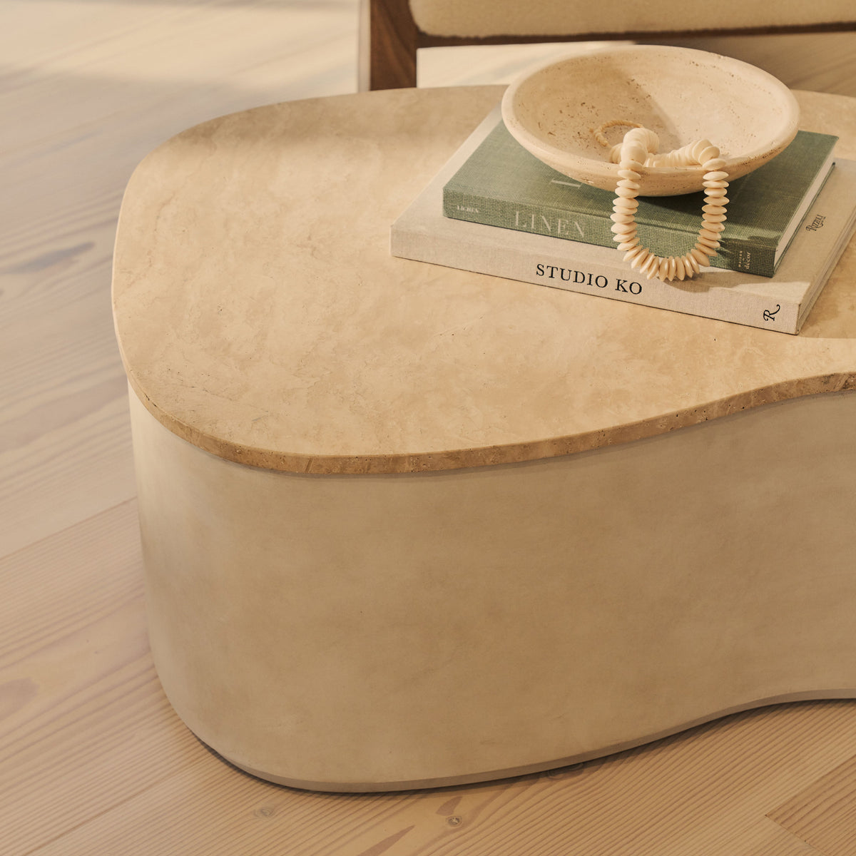 Arlo - Beige Travertine Irregular Concrete Premium Extra Large Coffee Table