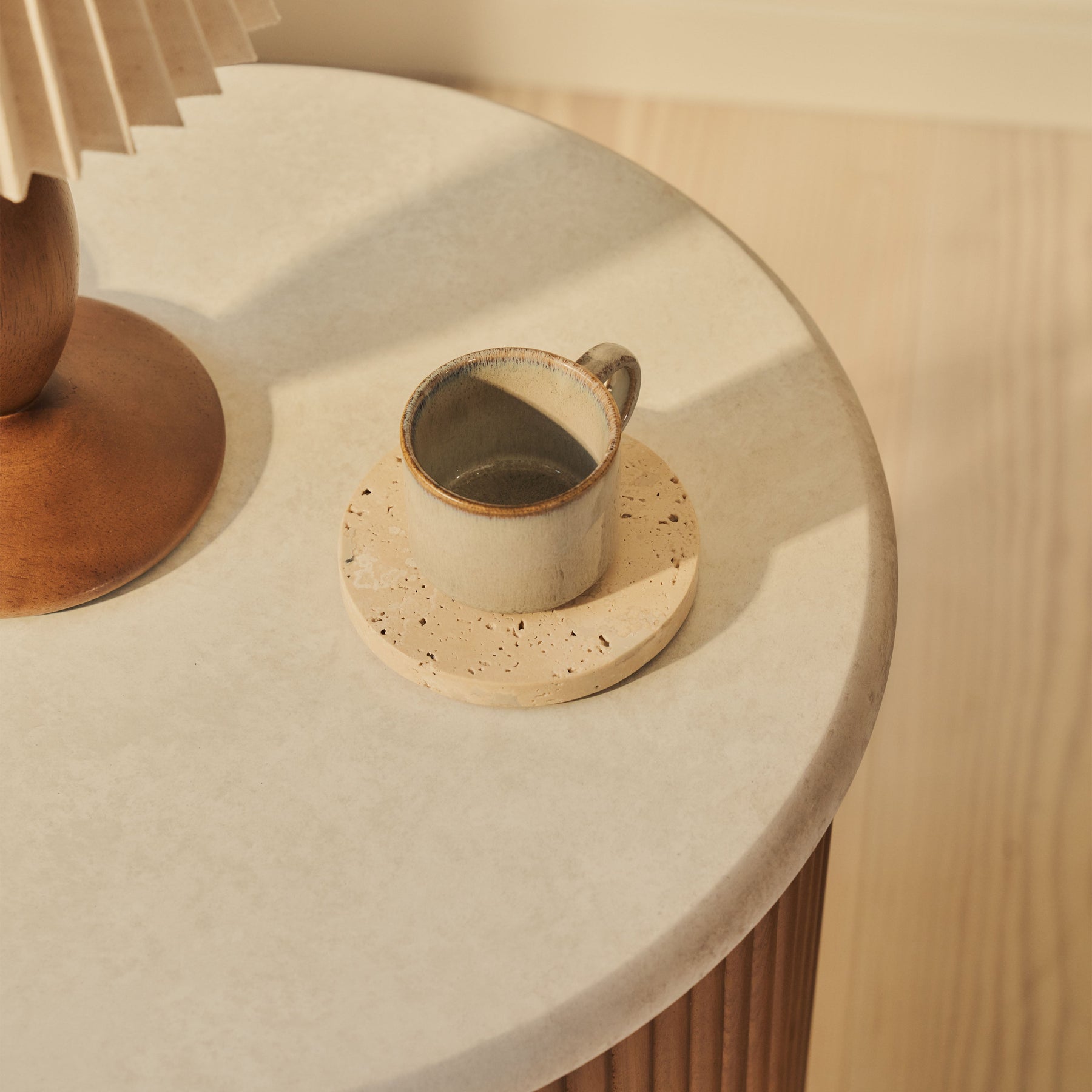 Cove - Warm Wood Ribbed Side Table