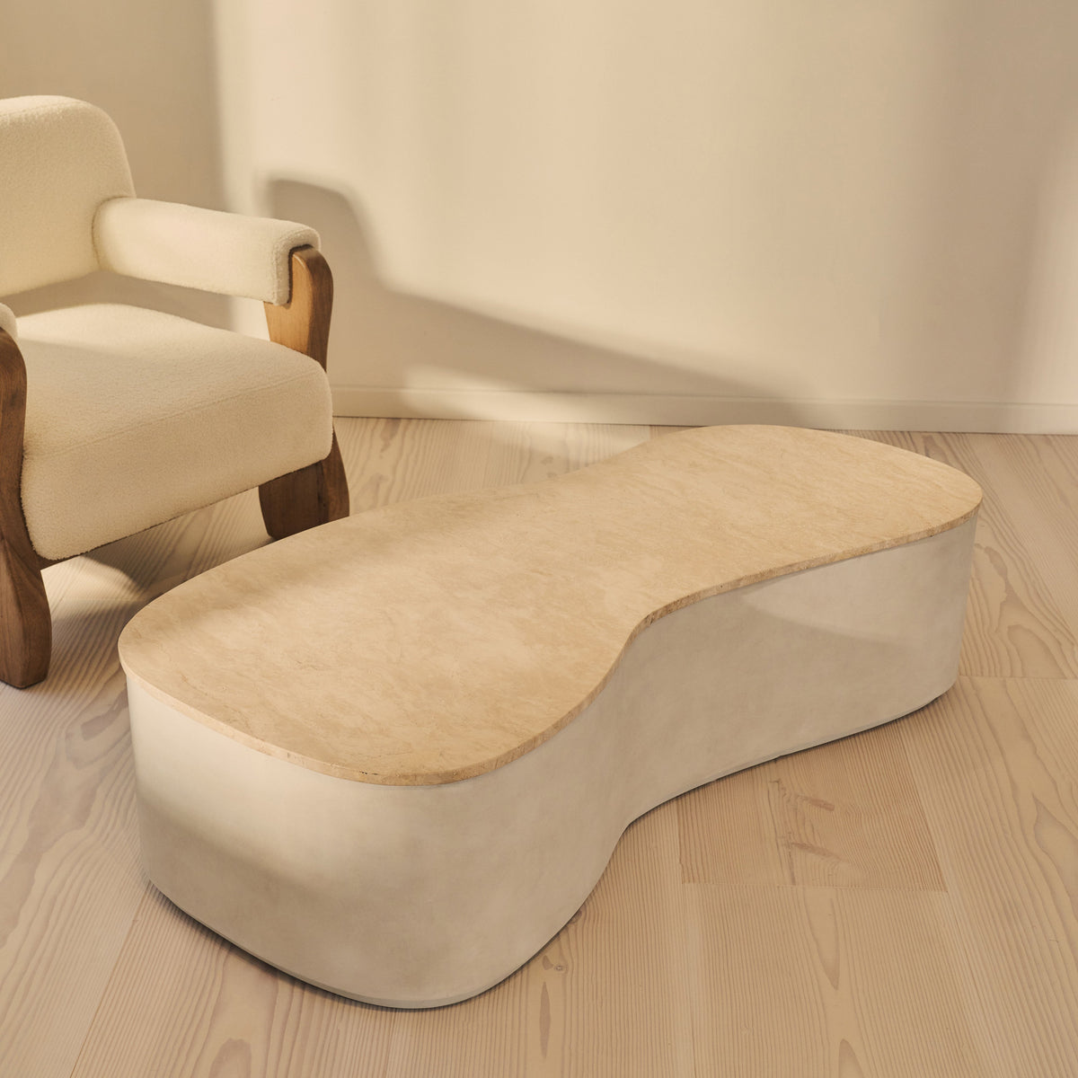 Arlo - Beige Travertine Irregular Concrete Premium Extra Large Coffee Table