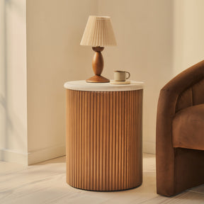 Cove - Warm Wood Ribbed Side Table