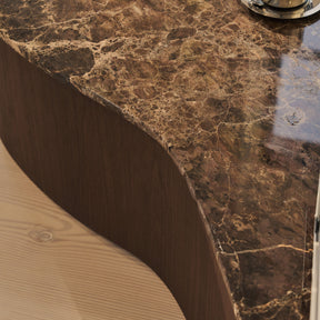 Arlo - Dark Emperador Irregular Dark Wood Premium Extra Large Coffee Table