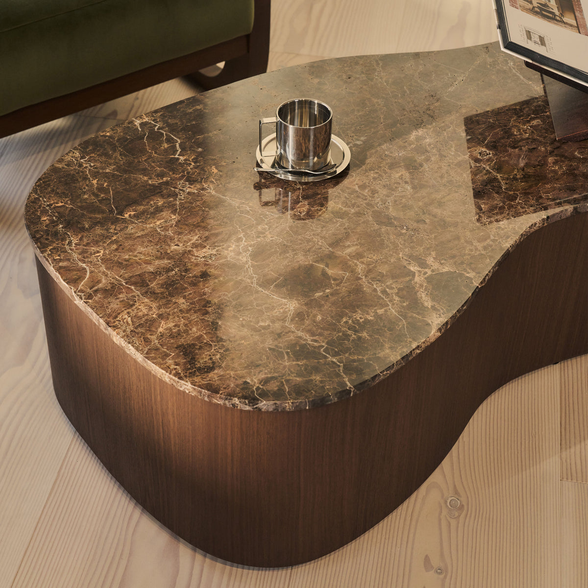 Arlo - Dark Emperador Irregular Dark Wood Premium Extra Large Coffee Table