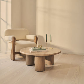 Alina - Washed Wood Round Large Wooden Coffee Table