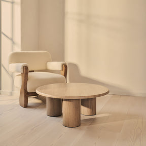 Alina - Washed Wood Round Large Wooden Coffee Table