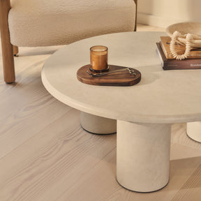 Alina - Concrete Round Large Wooden Coffee Table