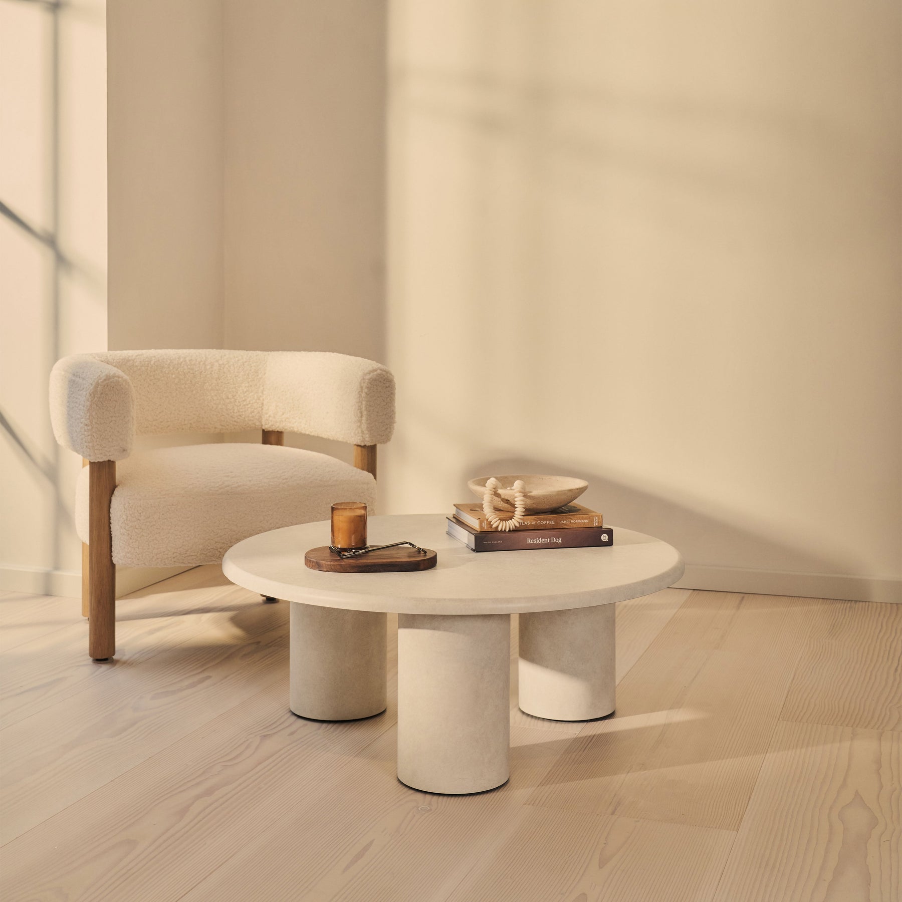 Alina - Concrete Round Large Wooden Coffee Table