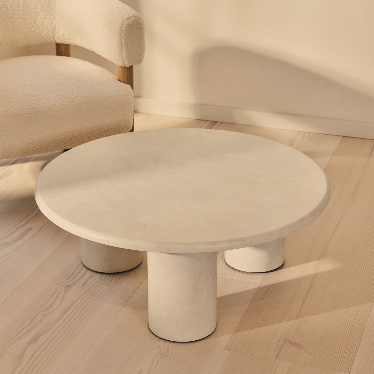 Alina - Concrete Round Large Wooden Coffee Table