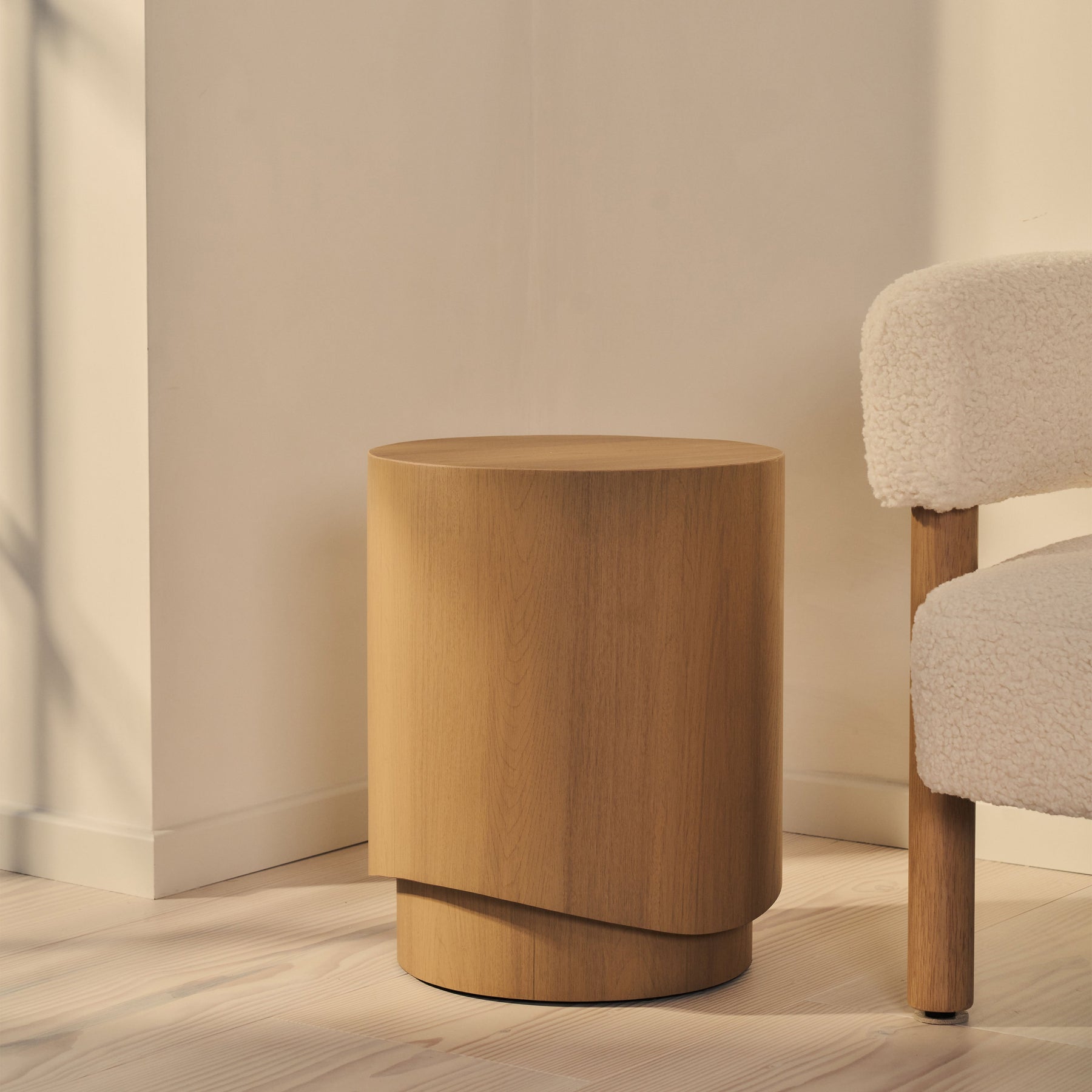 Magna - Warm Wood Wave Side Table