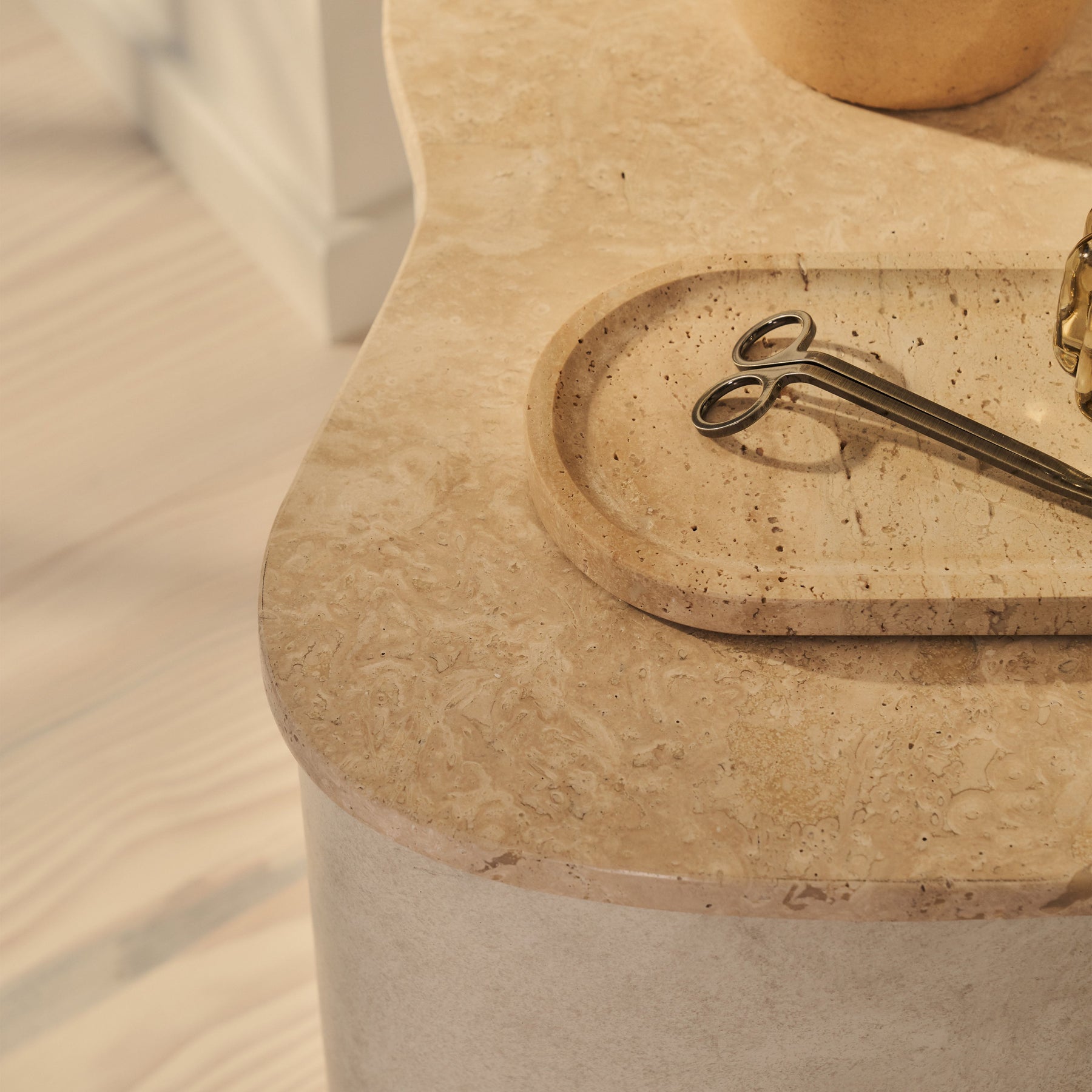 Arlo - Beige Travertine Irregular Concrete Premium Side Table