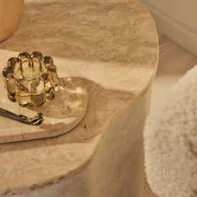 Arlo - Beige Travertine Irregular Concrete Premium Side Table