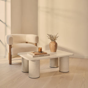 Alina - Concrete Rectangular Large Wooden Coffee Table